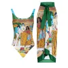 Set Printed Fashion One Piece Cuttout Swimsuit Женский купальный костюм с прикрытием 2022 роскошный треугольник Micro Bikini Sexy