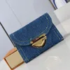 Denim Blue Blue Wallet Men Haborder Carte de carte Fashion Zipper Purse Purse Femme Femme Keychain Pouche clés Poux de monnaie