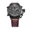 Montre-bracelettes Brand Chronograph Business for Men Fashion Leather Band ALARM ALARM STOP MULTIFONCTION MORD ELECTRONIQUE Black Q240426