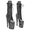 Dansschoenen Leecabe Snake 20 cm/8inches Pole Dancing High Heel Platform Boots Gesloten Toe