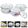 Pans cuisine Émail Stockpot Lide Retro Camping Cookkrey Pot Not Stick Soup Floral mijoter