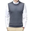 Herenvesten mannen vest mouwloos gebreide warme winterpullover in solide kleur casual stijl bodem voor herfst