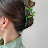 Saç Aksesuarları Çin tarzı bambu klipli kadın retro yeşil klipler metal üst düzey kavrama niş tasarım
