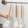 Utensílios de madeira alça de madeira sílica gel espátula alta temperatura pátula spatula caseira colher fritura espátula sílica gel de cozinha ferramentas