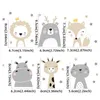 6pcSset Boho Color mignon Smile Cartoon Animaux Switch Stickers For Wall Kids Room Baby Nursery Decals Stars Home Decor 240418
