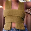 Women's Tanks Ladies Sleeveless Shirt Fashion Female DIY Variety Shape Irregular Solid Color Knitted Bandage Vest Tops Sweater Shirts For