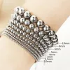 Strands Fashion Jewelry Women Gifts Waterproof Metal Steel Ball High Quality Smooth Diameter 3468mm Elastic Stainless Steel Bracelet