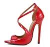 Sandales Summer Femmes 2021 Sexy 13cm Extrême High Heel Peep Toe Pumps Luxury Red Black Party Chaussures de mariage femme plus taille 4813983724