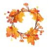 Decorative Flowers Maple Pumpkin Wreath Party Fake Halloween Outdoor Decorations Ring Artificial Adornment Festival Iron Wire Christmas
