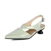 Casual Shoes Plus Size Glossy Patent Leather Pointed Low Heeled Side Hollowed Out Sandals Round Sewing Office Women's