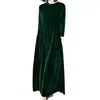 Casual Dresses Vacation Dress Cozy Party Pile Collar Women Holiday Solid Color Velvet Long Stylish Daily Clothing