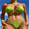 Reggiseno a conchiglia cinghia sospeso in bikini diviso sexy costume da bagno in spiaggia senza schienale