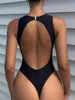 Dames badmode 2024 Hollow Out Solid Bodysuit Swimsuit Women One Piece Sexy Female Bathers Bathing Swimming Swim Suit Beachwear