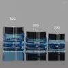 Storage Bottles Empty 20g Portable Sample Cream Glass Jar Blue Cosmetic For Face Container