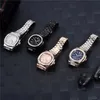 Wristwatches 1pc / lot Men Brand es Silver Fashion Alloy Band Hip Hop Diamond Quartz Luxury sss Supply Montres de Marque Luxe Q240426