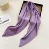 Bandanas Durag Womens square scarf thin ribbon collar small pleated headband Kerchie satin Foulard scarf headscarf 240426