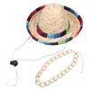 Odzież dla psa ze słomy hat dekoracyjne hawaje stroje letnie ornament kota złoty naszyjnik czapki koty mini meksykański zestaw stylów