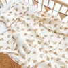 Couvertures bébé ours imprimé coton mousseline couverture neutre nourrisson d'été