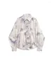 Kvinnor Bluses Women Print Shirts Y2K Streetwear Vintage Harajuku 2000s Elegant Chinese Style Polo-Neck Long Sleeve Shirt Clothes 2024