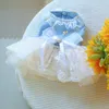 Hundebekleidung Spitze Bugnetz Kleid kleine Kleidung süße Schnürung Kleidung Katze Kawaii Blue Blumal Design süßes Kostüm Haustierprodukte