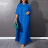 Casual Dresses Spring Autumn Woman Dress Pleated Loose Female Vestido Long Sleeve African Style Maxi