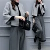 冬の濃厚なズボンセット女性ファッション贅沢ショートラウンドネックツイードジャケットルーズウエディレッグズボン2PCS 240426