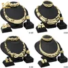 Fashion Dubai Gold Plated Women Jewelry Italian Design Style Big Necklace Banquet Festive Earrings Ring Accessories 240130