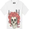 Designer Luxury Chaopai Classic New Skull Rose Print Round Neck Pullover T-shirt à manches courtes Brand High Street Spring Summer Couple Courte courte