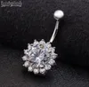 Andra 1 st rostfritt stål CZ Zirkonblomma Kronblad Navel Piercing Crystal Belly Button Rings Body Nombril Pircing Navelpiercing6481272