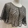 Schals Mode 1920er Jahre Vintage Women Flapper Schal -Perlen -Dekoration Schwarzer Spitze kurzes Umhang