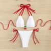 Women's Swimwear 2024 Strawberry Designer Bikini Women Sexy Korean White Push Up Micro Swimsuit Brazilian Bandage Bathing Suit Thong