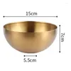 Schalen 2x große Kapazität Edelstahl Salat Koreanische Suppennudel Ramen Schüssel Küchenbehälter Gold 15x7cm