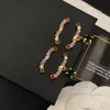 Lüks 18K Altın Kaplama Marka Tasarımcısı Alfabe Küpeler Klasik Geometrik Diyalı Kristal Rhinestone Küpe Düğün Partisi Takı