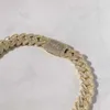 2024 VENDITA CALDA SHINY SHINY 18K oro placcato 925 argento da 15 mm ghiacciato moissanite Baguette Cuban Link Chain