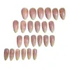 False Nails Press On Almond Pink Color Aurora Acrylic Fake With Glue Suitable For Nail Beauty