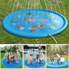 100150200cm Summer Pet Inflatable Swimming Pool Foldable Spray Mat Dogs Kids Outdoor Interactive Fountain Toys 240424