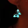 Brincos de garanhão Creative Butterfly Butterfly Luminous Silver Color Ear Hook Nightclub Jóias femininas