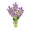 Broches femmes broche romantique cristal lavande fleur épingles à revers ol accessoires botanique justification cadeaux de luxe bijoux