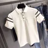 Polo -shirt voor heren, zomerkleurcontrast, revers, slanke pasvorm, half mouwen, modieuze Koreaanse versie, trendy merk, nieuw gebreide