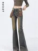 Jeans femininos Kuclut American Retro lavado para mulheres 2024 Fashion Streetwear calças retas LOLHA LOLHA TAXA TAXEL