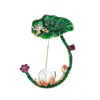 Брушы изысканный жемчужный лотос цветочный брошь для женщин Женщины металлические растительные растительные эмалевые этикетки шляпа шляпа шляпа костюма