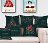 Boże Narodzenie Czerwona Zielona Poduszka Pokrywa Xmas Tree Elk Printing Pholowcase Peach Skin Pillow Poduszka Poduszka Dekoracja sofy domowej BH7225 TY5598777