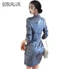 Casual Dresses SOBURLUR 2024 Formal Vintage Women's Midi Dress Party Robe Female Korean Fashion OL Girls Lady Woman Clothing