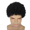 Mens Wig Pannband Mens Liten Curly Short Hair Machine Made Synthetic Fiber Afro Men Wigs