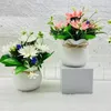 Decorative Flowers Reusble Faux Plant Elegant Artificial Potted Plants For Home Office Decor 5 Flower Head Table Centerpiece Wedding Indoor