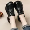 Casual Shoes DRKANOL 2024 Women Genuine Leather Spring Lace-Up Round Toe Thick Heel Footwear Zapatos Mujer