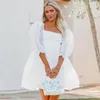 Robes de fête ardm collier carré square A-Line Summer White Organza pour les femmes 2024 Mini robe Puff Sleeve Princess