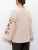 Blouses pour femmes Femmes à la broderie florale tridimensionnelle Lacette à lacets Vintage Offise Longue Long Femelle Spring Summer 2024