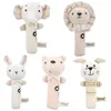 Mobiles# Plush Soft Rattles Toy for Over 0 Months Newborn Baby Shaker Toy Elephant Lion Bear Rabbit Cartoon Stuffed Animal Ring Rattle d240426