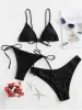 Set Sexy Micro Bikini 2020 Frauen Solid Black Push up gepolsterten Tanga 3 -teilig Badeanzug Sommerbad Badeanzug Mini Swimwear Biquini
